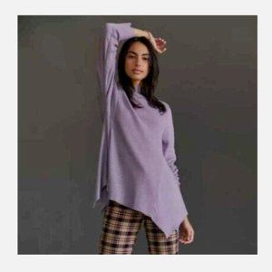 t.la Anthropologie XS Purple‎ Sloane Waffle Knit Thermal Mock Neck Tunic Top NWT